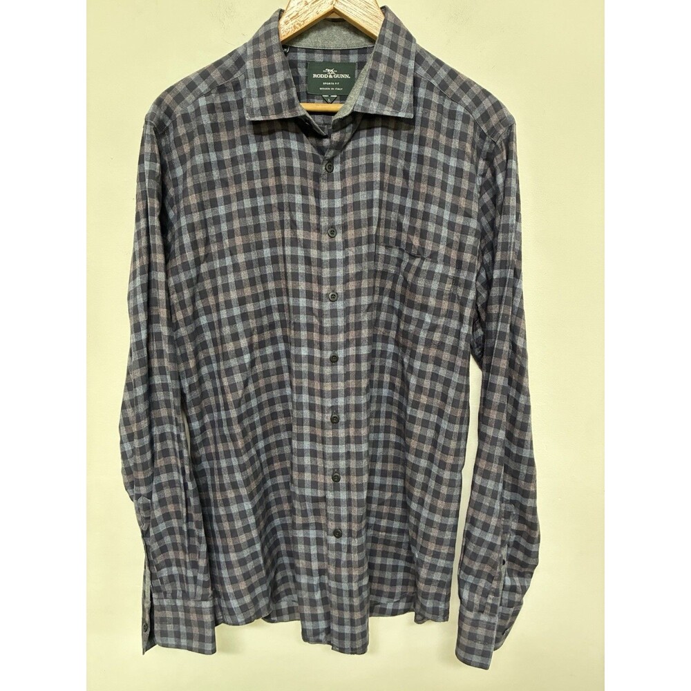 Rodd And Gunn Sports Fit Buttondown Mens Large Blue Plaid Woven In Italy Casual